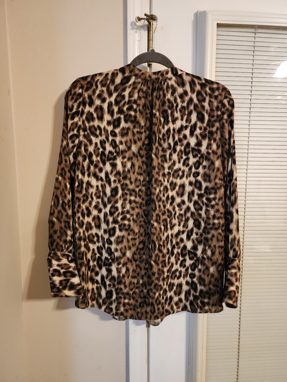 Rachel Zoe Leopard-Print Long-Sleeve Blouse in Brown and Black